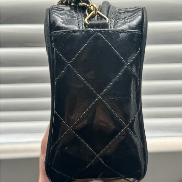Authentic CHANEL BLACK PATENT SMALL CC TASSEL CAMERA BAG - Picture 12 of 13